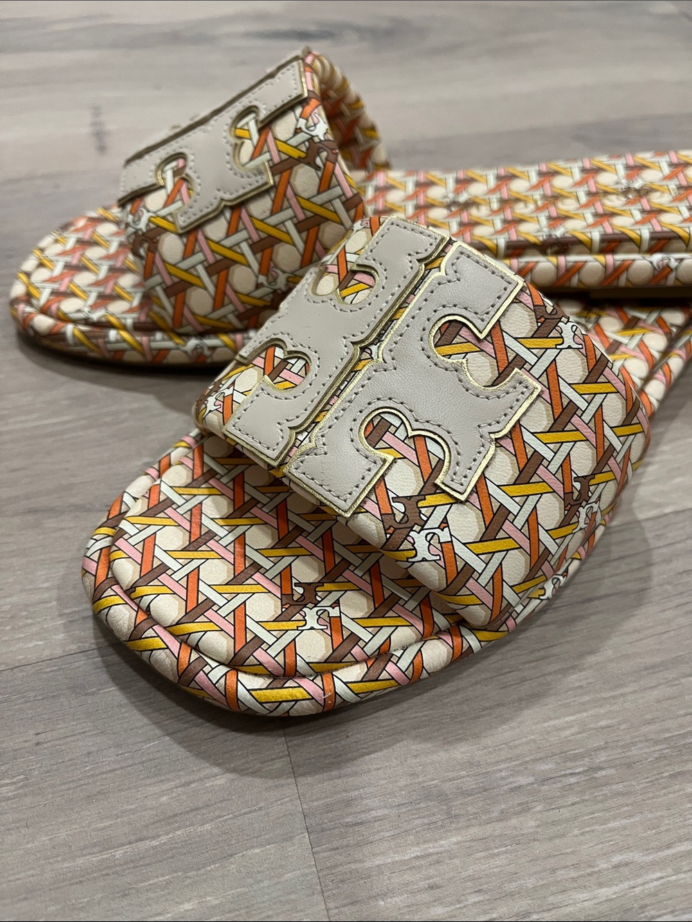 Tory Burch Woven-Pattern Slide Sandals